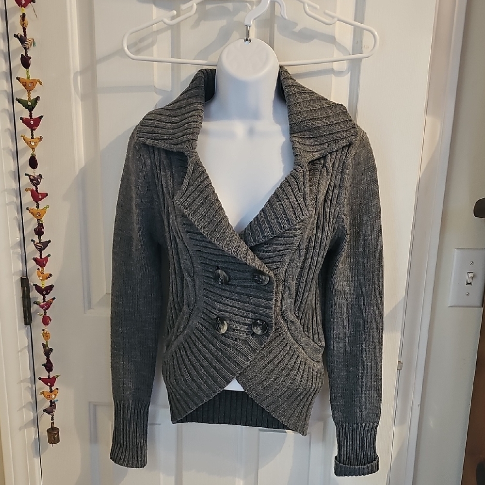 VENUS Charcoal Double-Breasted Cardigan